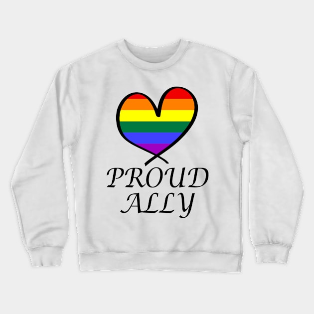 Proud Ally LGBT Gay Pride Month Rainbow Flag Crewneck Sweatshirt by artbypond